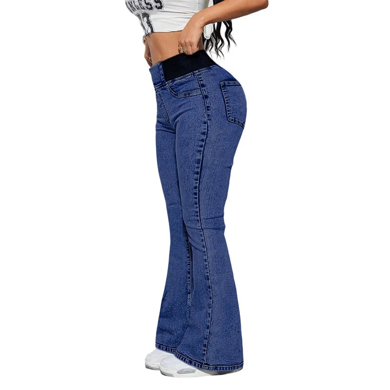 Alexandra | High Waisted Flare Stretch Denim Pants