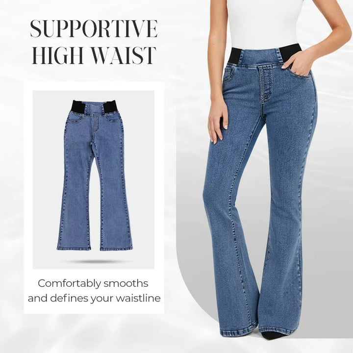 Alexandra | High Waisted Flare Stretch Denim Pants