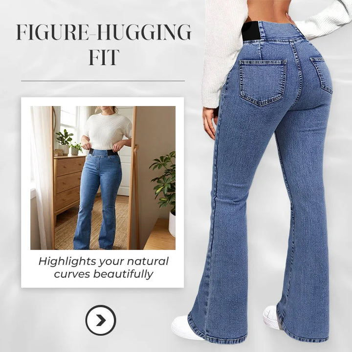 Alexandra | High Waisted Flare Stretch Denim Pants