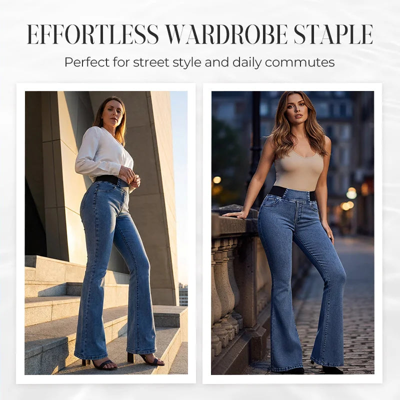 Alexandra | High Waisted Flare Stretch Denim Pants