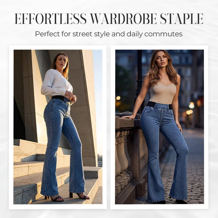 Alexandra | High Waisted Flare Stretch Denim Pants