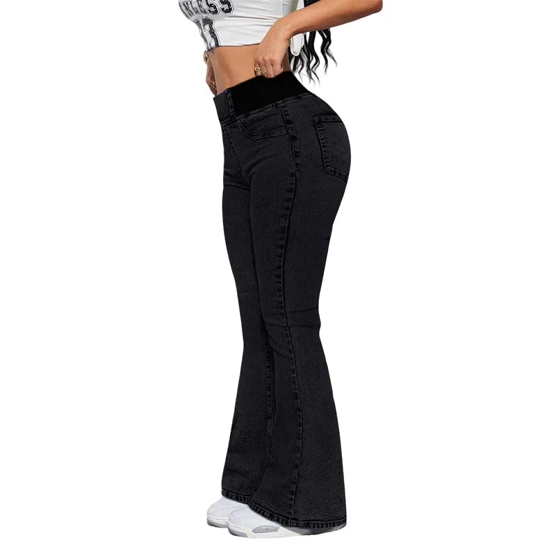 Alexandra | High Waisted Flare Stretch Denim Pants