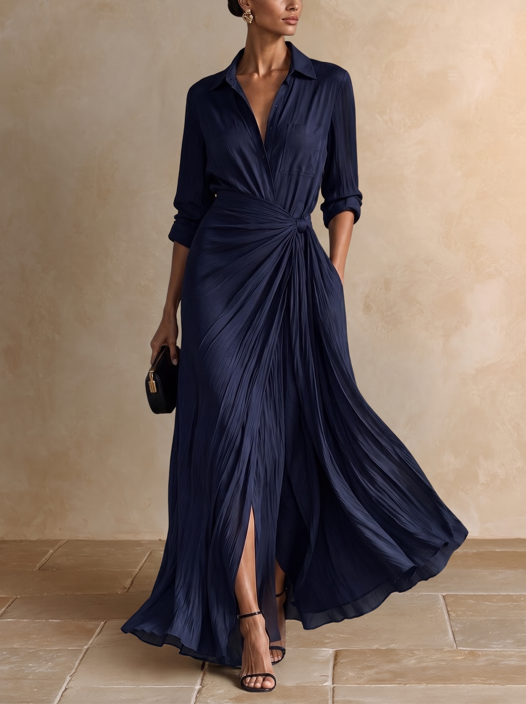 Allegra | Tie-Waist Shirt Maxi Dress