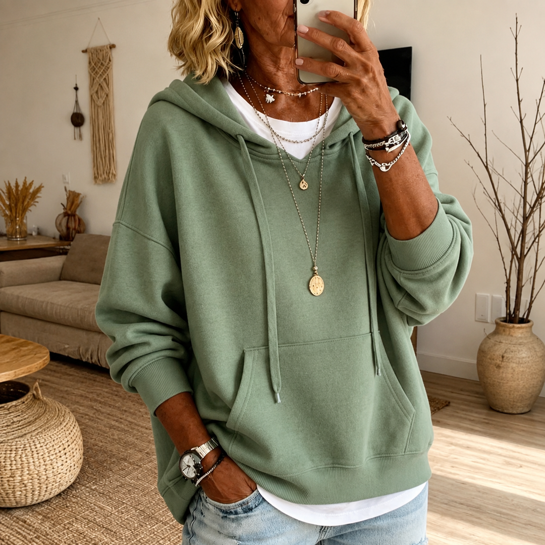 Amandine | Sage Green Hooded Sweater