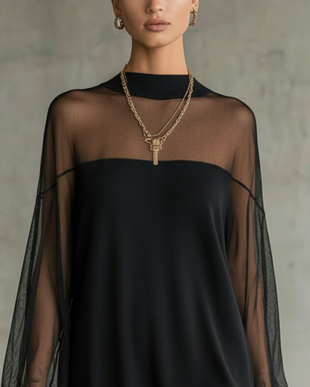 Amelia | Mesh-Sleeve Mini Dress