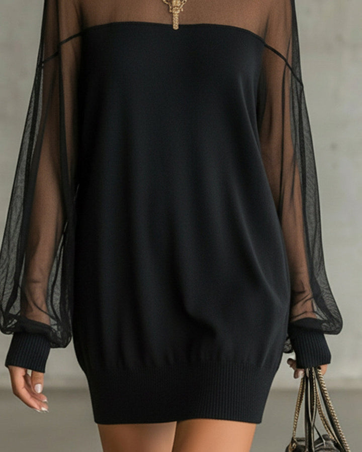 Amelia | Mesh-Sleeve Mini Dress