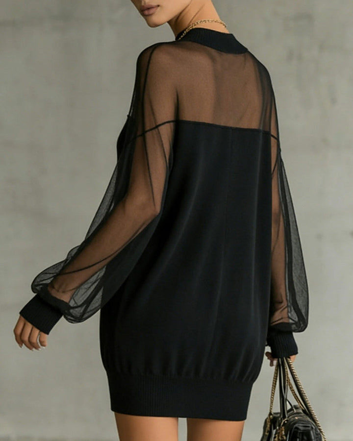 Amelia | Mesh-Sleeve Mini Dress