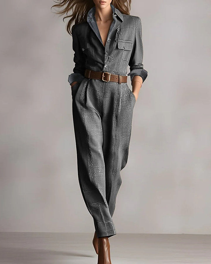 Anna | Plaid Belted Jumpsuit