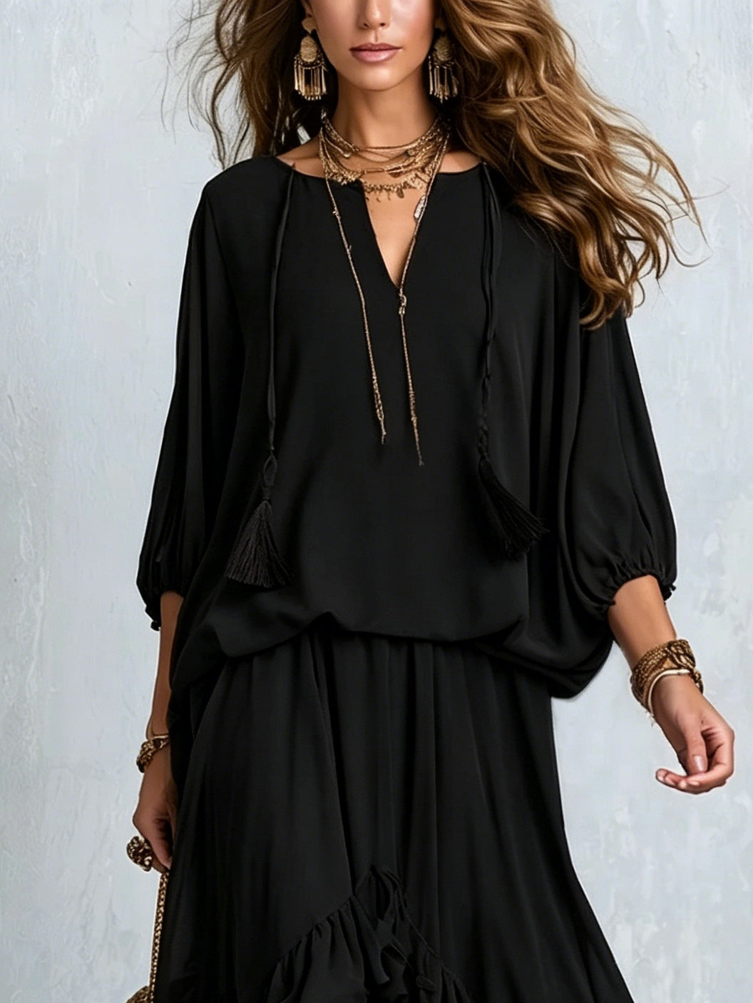 Annalisa | Chiffon Top & Tiered Skirt Set