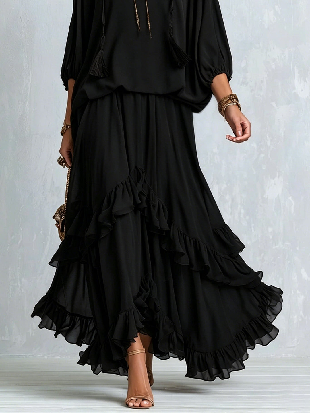 Annalisa | Chiffon Top & Tiered Skirt Set