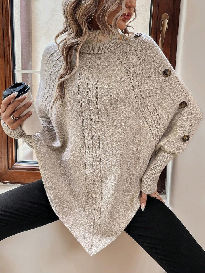 Annelise | Cable-Knit Batwing Poncho Sweater