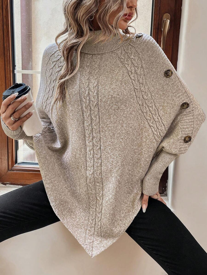 Annelise | Cable-Knit Batwing Poncho Sweater