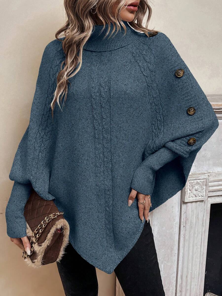 Annelise | Cable-Knit Batwing Poncho Sweater
