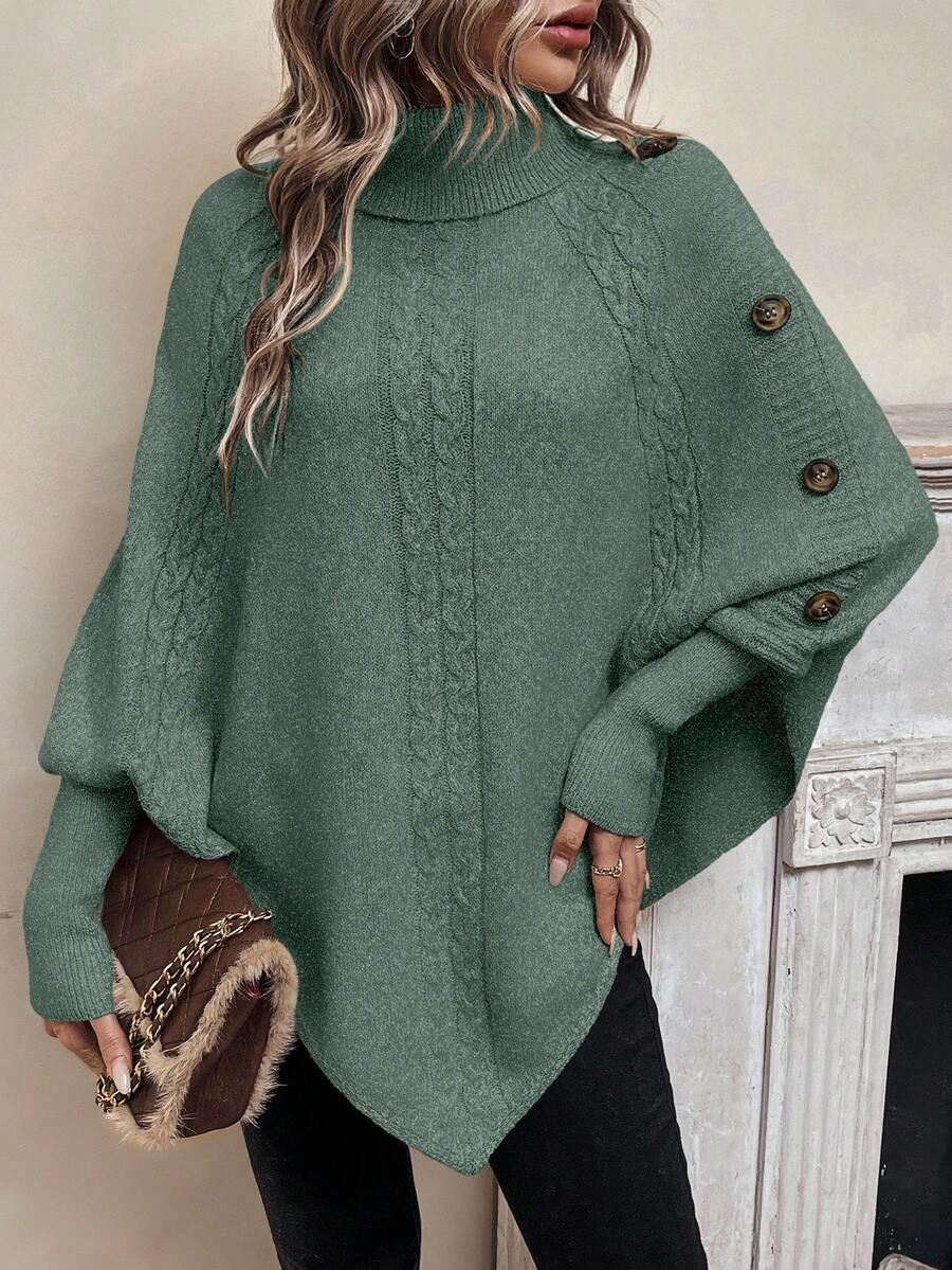 Annelise | Cable-Knit Batwing Poncho Sweater