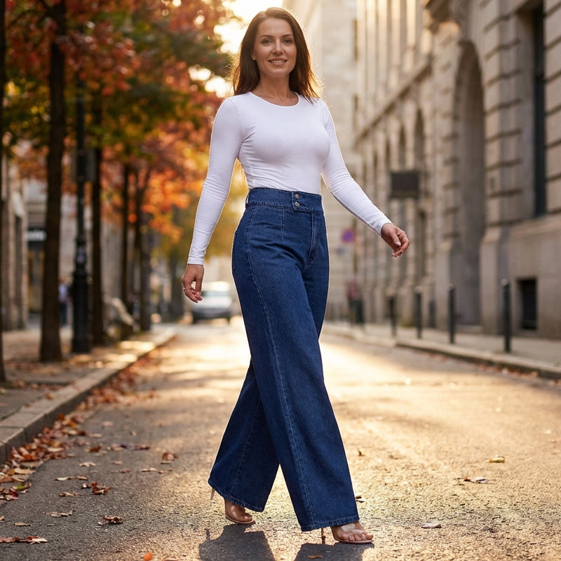 Aria | High-Waist Wide Leg Jeans