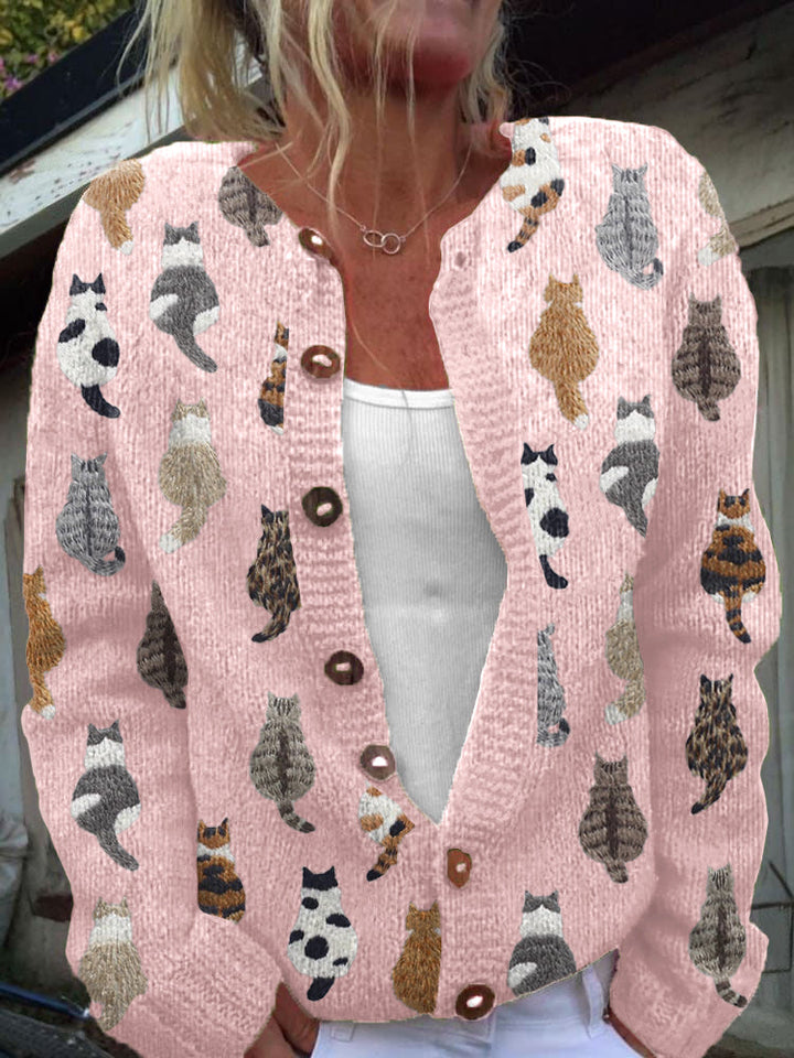 Ashy | Relaxed Cat Print Cardigan