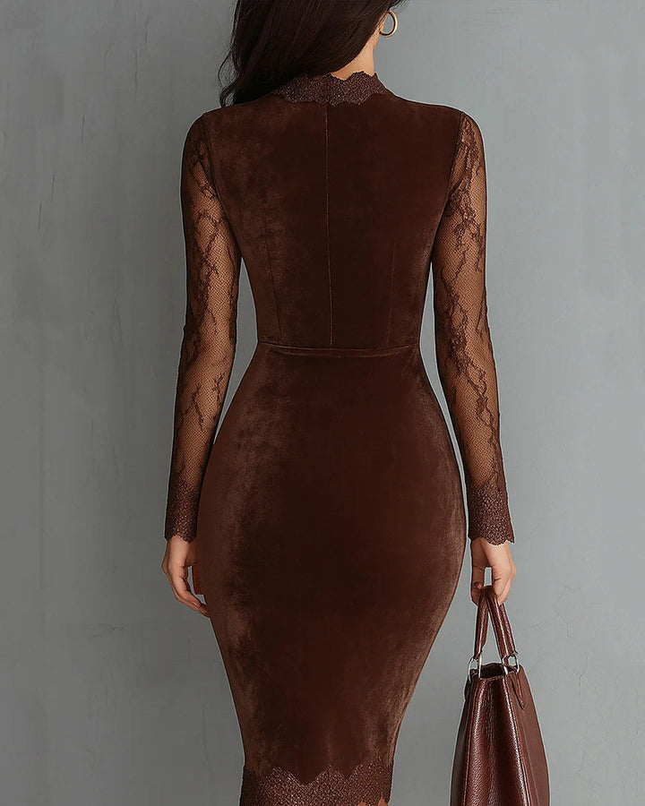 Aurelia | Velvet Mini Dress with Lace Sleeves