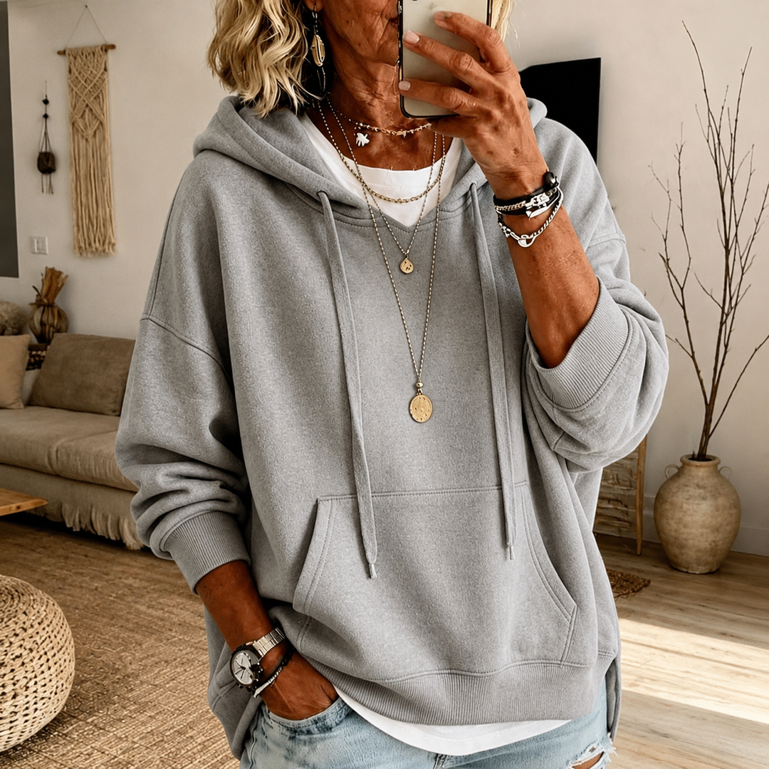 Brigitte | Light Gray Hooded Sweater