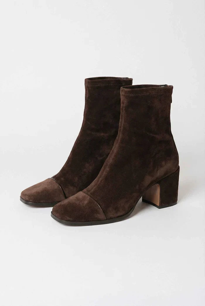 Camille | Square-Toe Suede Ankle Boots