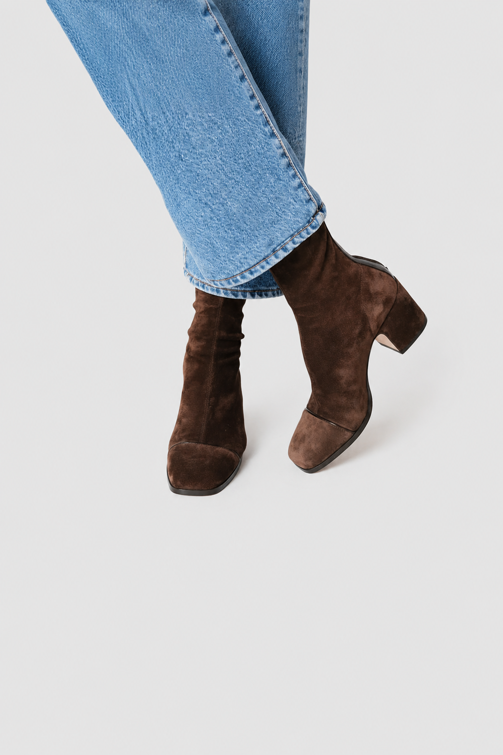 Camille | Square-Toe Suede Ankle Boots