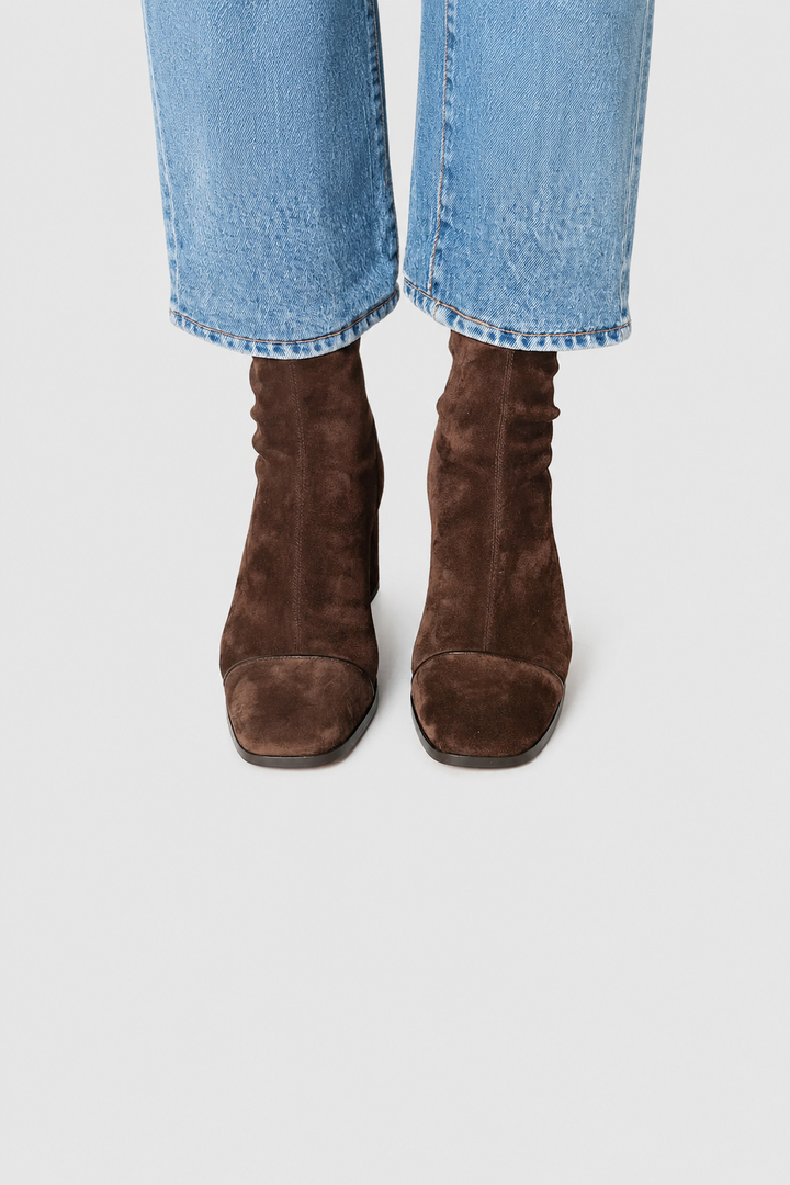 Camille | Square-Toe Suede Ankle Boots