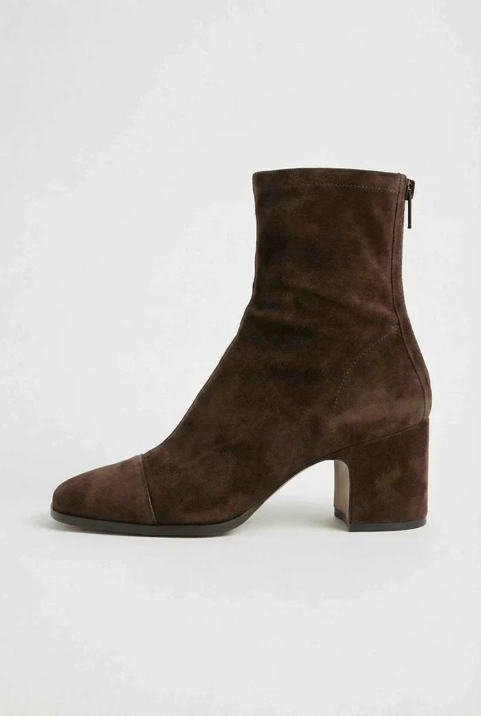 Camille | Square-Toe Suede Ankle Boots