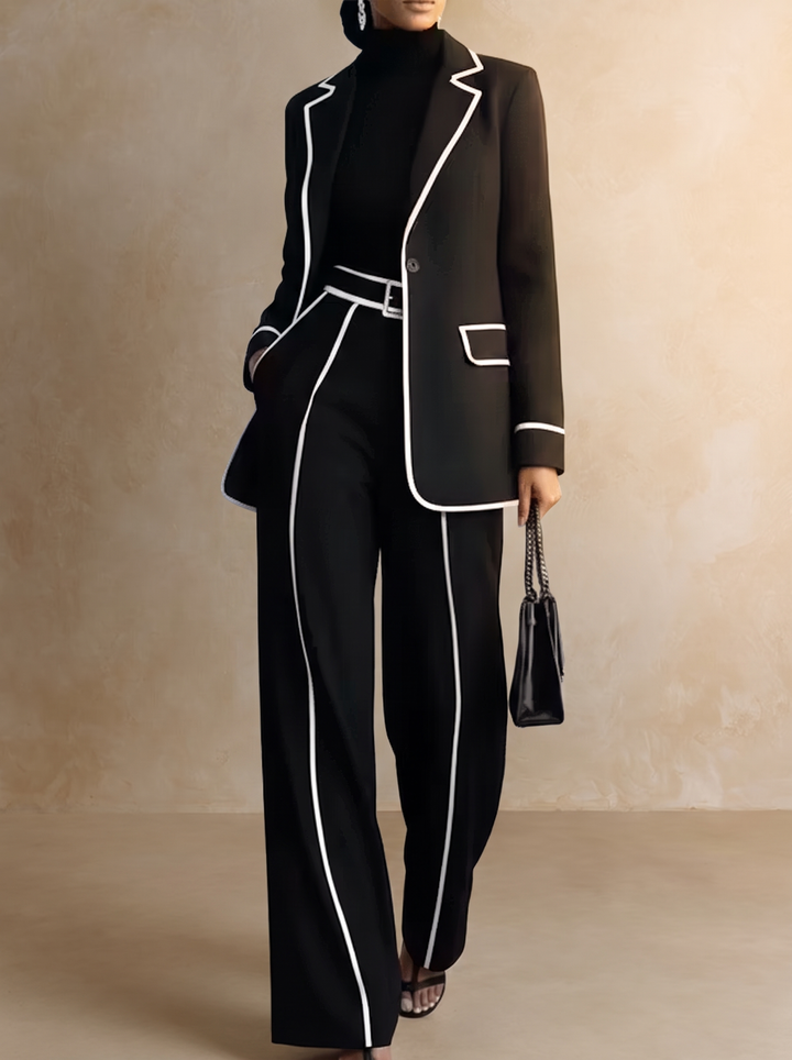 Clementina | Contrast-Trim Blazer Suit