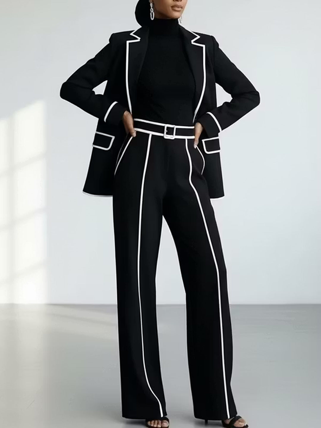 Clementina | Contrast-Trim Blazer Suit