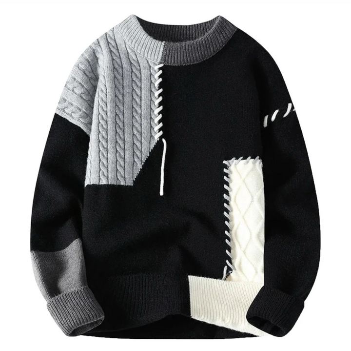 Clinton | Artistic Patchwork Sweater for Everyday Elegance