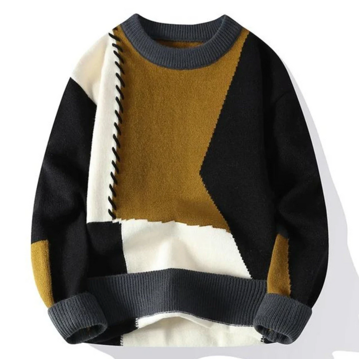 Clinton | Artistic Patchwork Sweater for Everyday Elegance