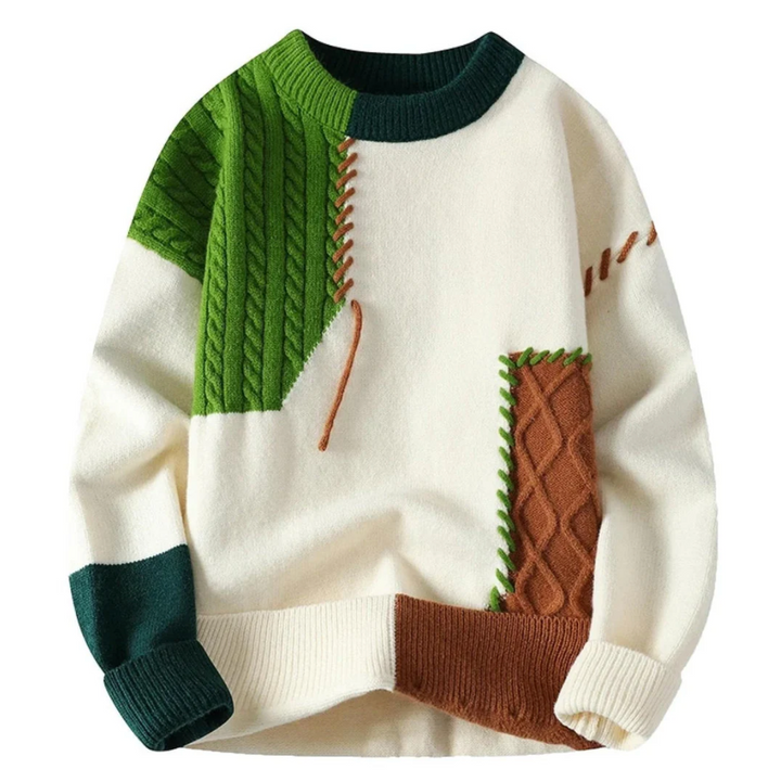 Clinton | Artistic Patchwork Sweater for Everyday Elegance