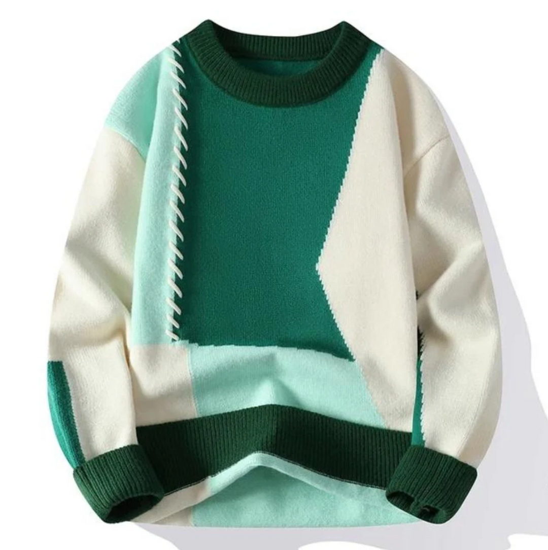 Clinton | Artistic Patchwork Sweater for Everyday Elegance