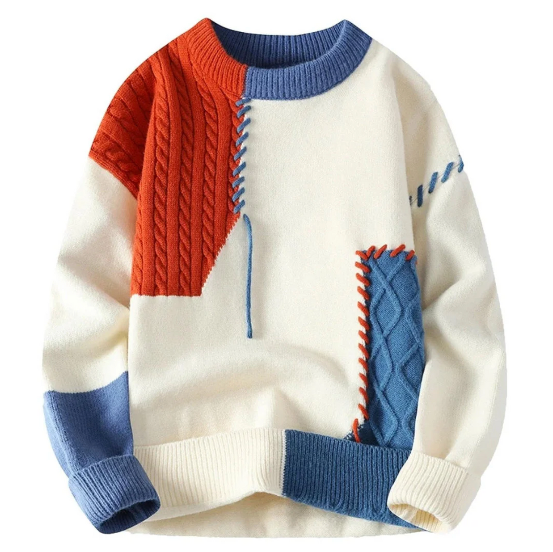Clinton | Artistic Patchwork Sweater for Everyday Elegance