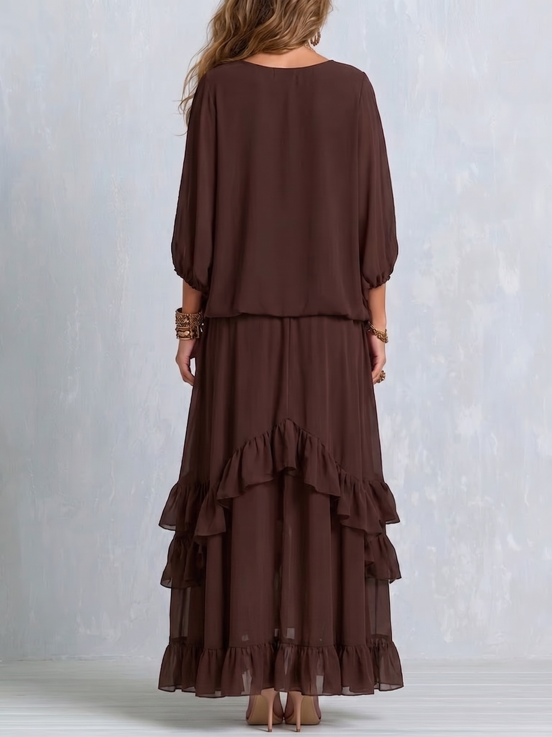 Dalila | Chiffon Top & Tiered Skirt Set