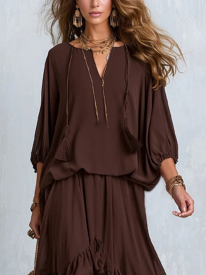 Dalila | Chiffon Top & Tiered Skirt Set