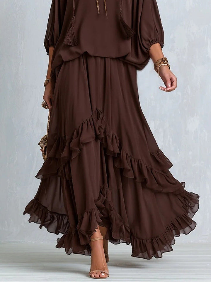Dalila | Chiffon Top & Tiered Skirt Set