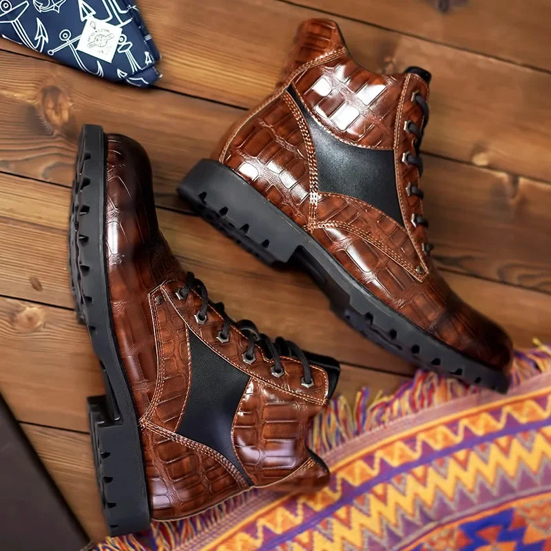 Dante | Croc Leather Boots