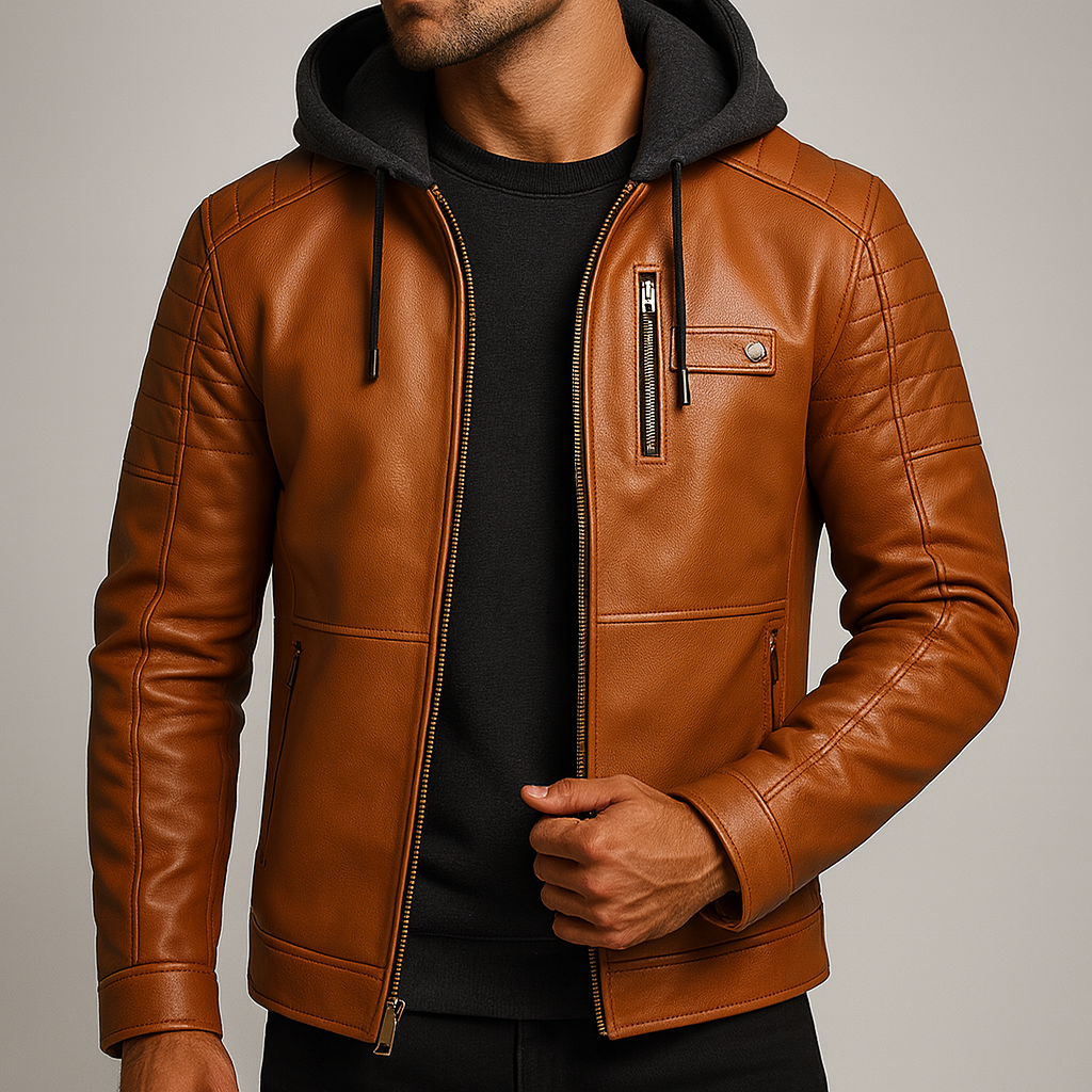 David | Hooded Leather Jacket