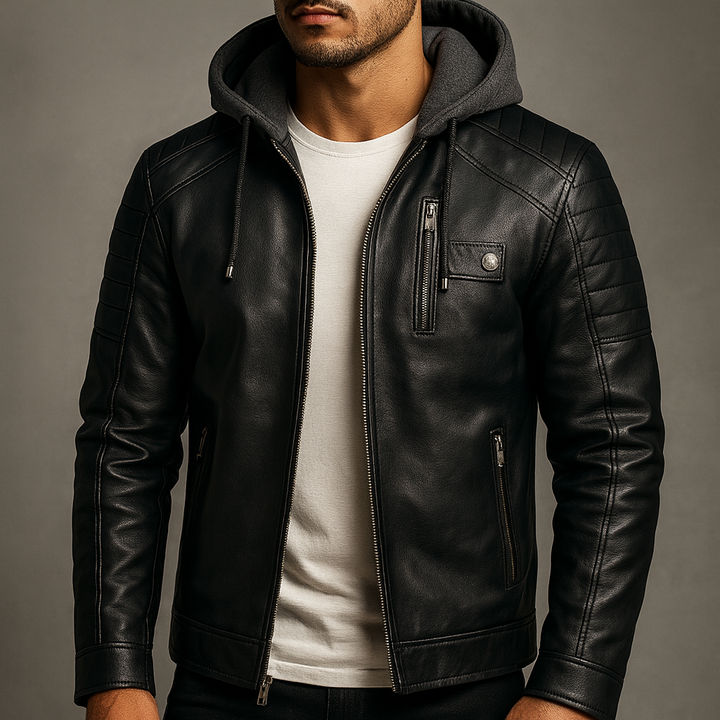 David | Hooded Leather Jacket