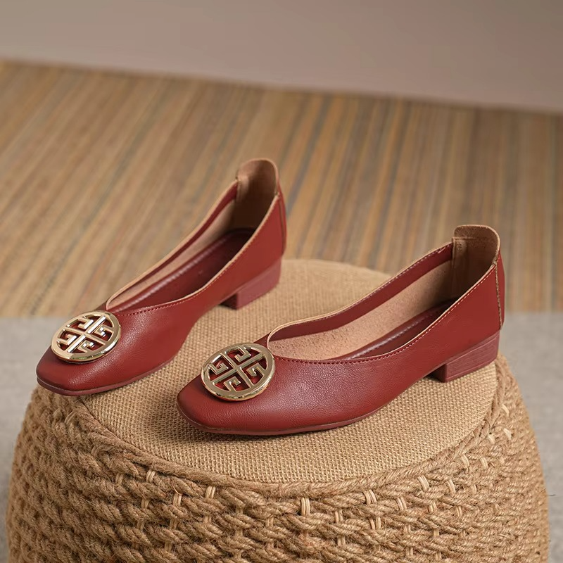 Elena | Leather Square-Toe Flats