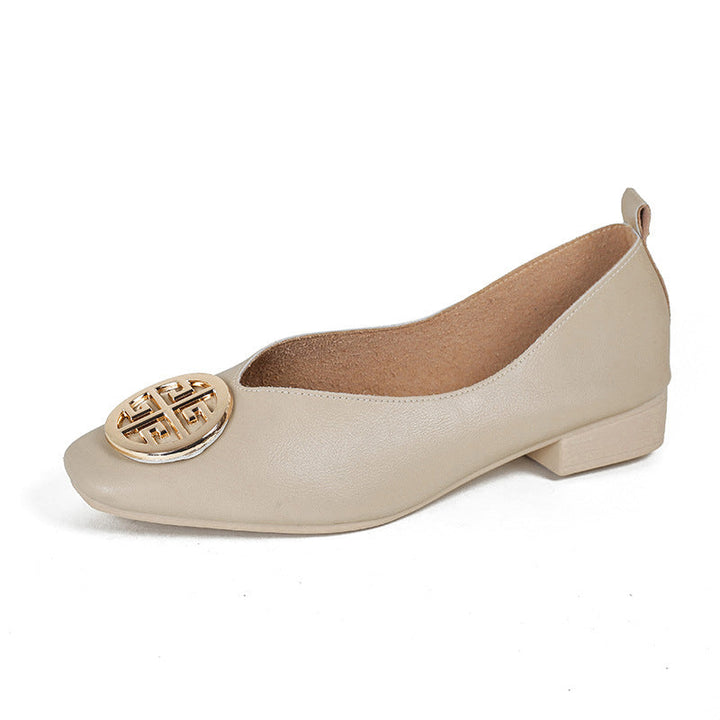 Elena | Leather Square-Toe Flats