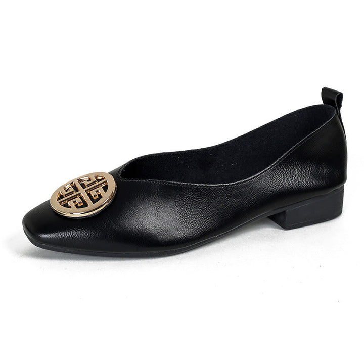 Elena | Leather Square-Toe Flats