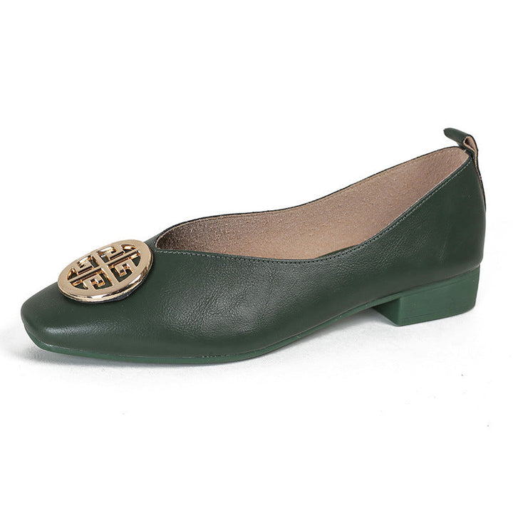 Elena | Leather Square-Toe Flats