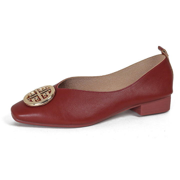 Elena | Leather Square-Toe Flats