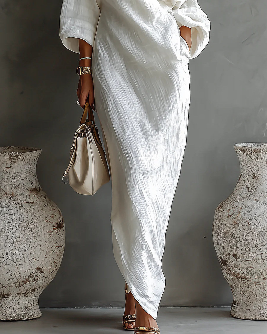 Elisa | Crinkle One-Shoulder Maxi Dress
