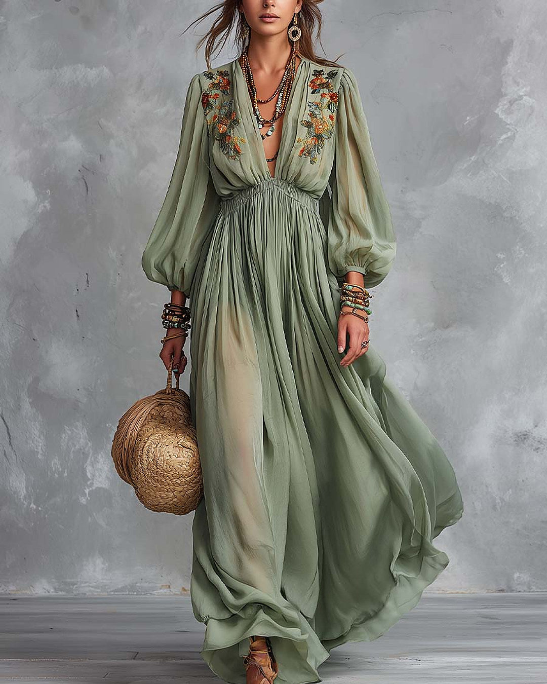 Elodia | Embroidered Boho Maxi Dress