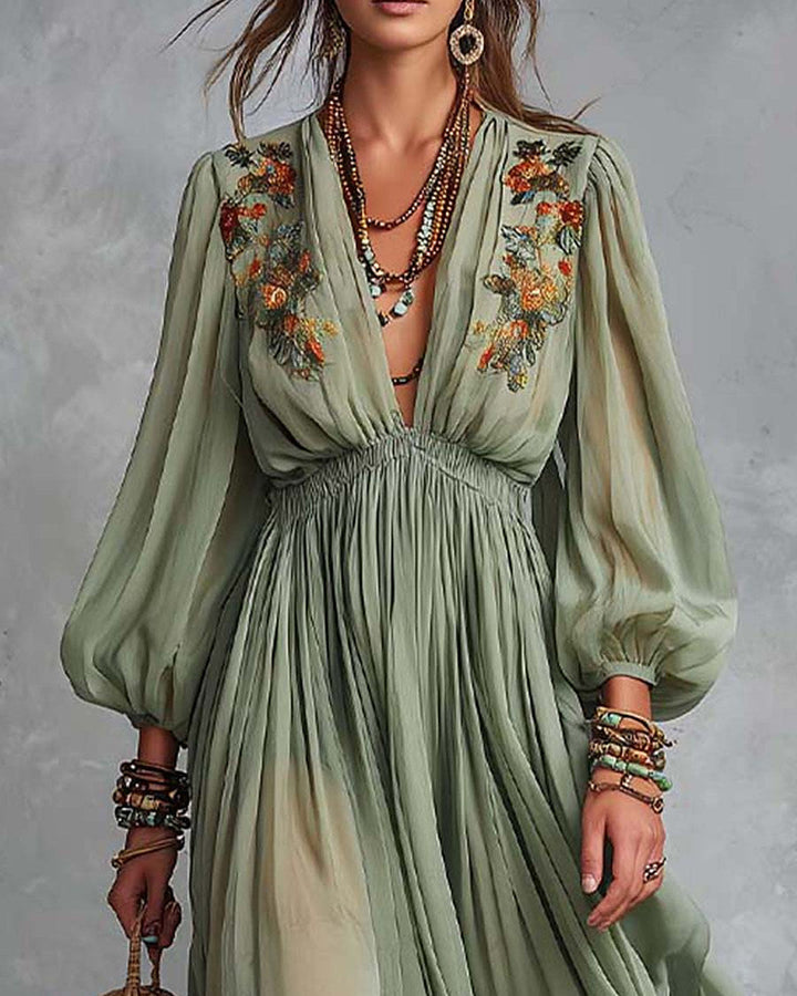 Elodia | Embroidered Boho Maxi Dress