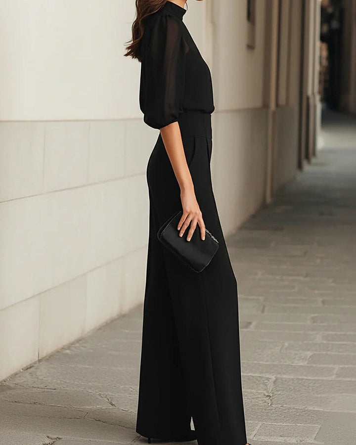 Emma | Sheer Blouse & Wide-Leg Pant Set