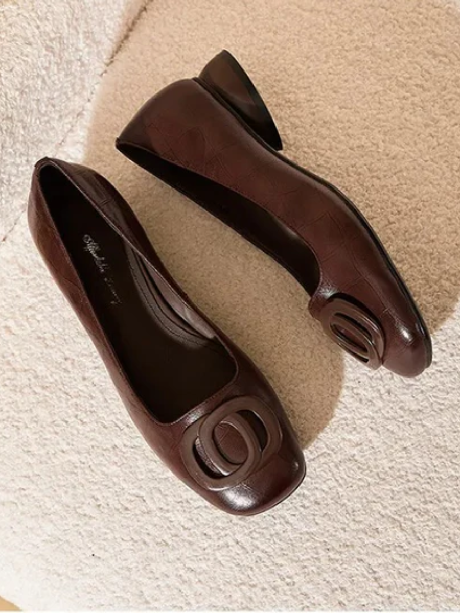 Erin | Leather Square-Toe Flats