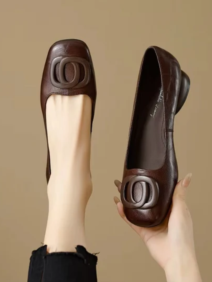 Erin | Leather Square-Toe Flats